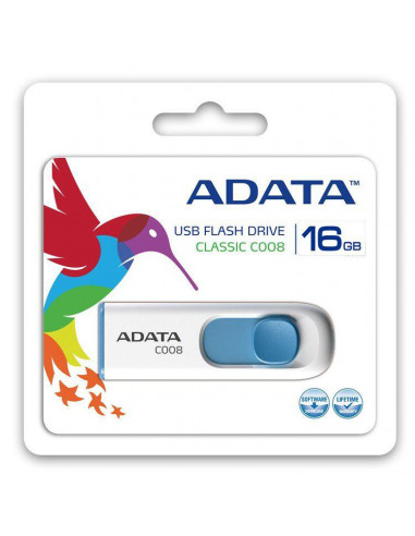 AC008-16G-RWE,MEMORY DRIVE FLASH USB2 16GB/WH/BLUE AC008-16G-RWE A-DATA