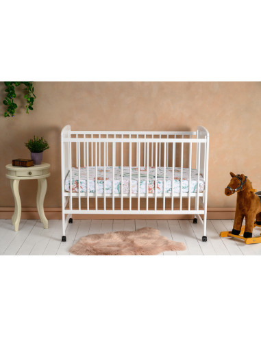 BN-QMTIME12CM01AL,Qmini - Patut din lemn Timmi Elephant 120x60 cm, Din lemn de pin si mdf, Stabil si rezistent, Inaltime saltea 