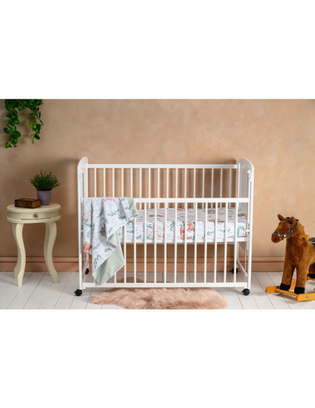 BN-QMTIME12CM03AL,Qmini - Patut din lemn Timmi Elephant 120x60 cm, Cu laterala culisanta, Din lemn de pin si mdf, Stabil si rezi