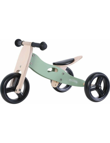 BN-39623,Bicicleta/tricicleta fara pedale din lemn, 2 in 1, Functie de bicicleta echilibru, Scaun reglabil, Roti ajustabile, Man