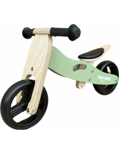 BN-39623,Bicicleta/tricicleta fara pedale din lemn, 2 in 1, Functie de bicicleta echilibru, Scaun reglabil, Roti ajustabile, Man