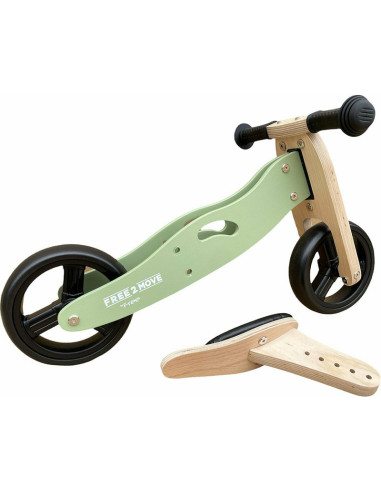 BN-39623,Bicicleta/tricicleta fara pedale din lemn, 2 in 1, Functie de bicicleta echilibru, Scaun reglabil, Roti ajustabile, Man