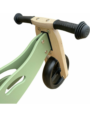 BN-39623,Bicicleta/tricicleta fara pedale din lemn, 2 in 1, Functie de bicicleta echilibru, Scaun reglabil, Roti ajustabile, Man