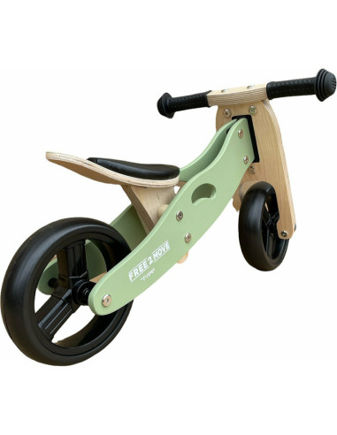 BN-39623,Bicicleta/tricicleta fara pedale din lemn, 2 in 1, Functie de bicicleta echilibru, Scaun reglabil, Roti ajustabile, Man