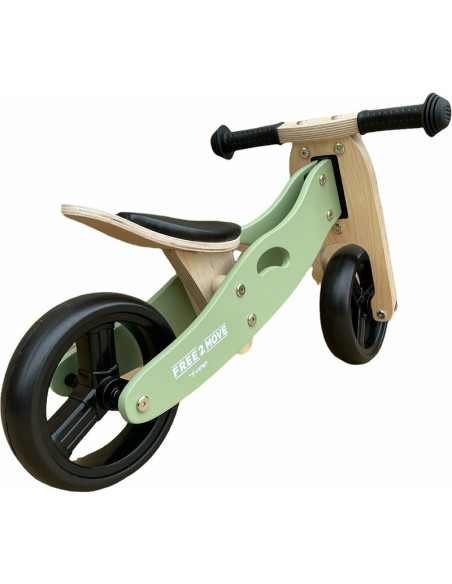 BN-39623,Bicicleta/tricicleta fara pedale din lemn, 2 in 1, Functie de bicicleta echilibru, Scaun reglabil, Roti ajustabile, Man