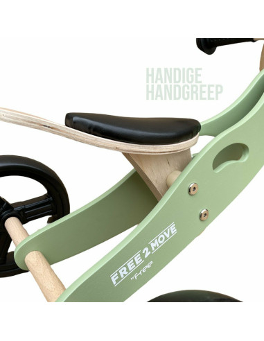 BN-39623,Bicicleta/tricicleta fara pedale din lemn, 2 in 1, Functie de bicicleta echilibru, Scaun reglabil, Roti ajustabile, Man