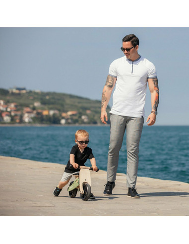 BN-39623,Bicicleta/tricicleta fara pedale din lemn, 2 in 1, Functie de bicicleta echilibru, Scaun reglabil, Roti ajustabile, Man