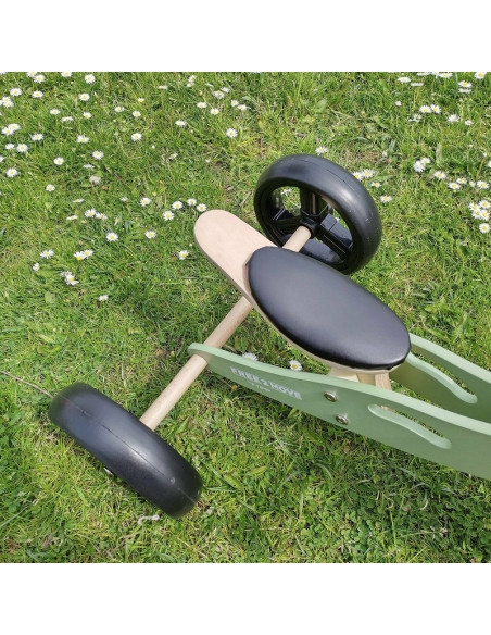 BN-39623,Bicicleta/tricicleta fara pedale din lemn, 2 in 1, Functie de bicicleta echilibru, Scaun reglabil, Roti ajustabile, Man