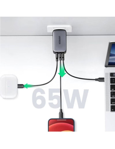 15334,INCARCATOR retea Ugreen, "CD244" Quick Charge 65W GaN, 2 x USB Type-C, 1 x USB, gri "15334" - 6941876213344
