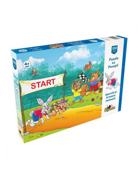 Puzzle Noriel cu povesti - Iepurele si broasca testoasa, 100 Puzzle Noriel cu povesti - Iepurele si broasca testoasa, 100