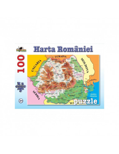 Puzzle Noriel cu harti - Harta Romaniei, 100 piese,NOR2792