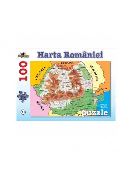 Puzzle Noriel cu harti - Harta Romaniei, 100 piese Puzzle Noriel cu harti - Harta Romaniei, 100 piese