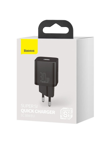 CCSUP-J01,INCARCATOR retea Baseus Super Si, Quick Charge 30W, 1 x USB Type-C 5V/3A, negru "CCSUP-J01" - 6953156205062