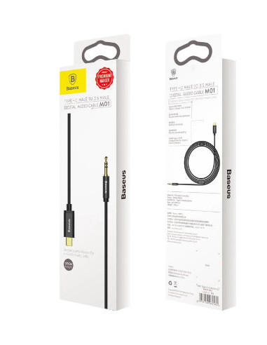 CAM01-01,CABLU AUDIO Baseus Yiven, 1 x USB Type-C (T) la 1 x Jack 3.5mm (T), lungime cablu 1.2m, negru "CAM01-01" - 695315626255