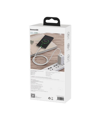 CAKF000202,CABLU alimentare si date Baseus Cafule Metal, Fast Charging Data Cable pt. smartphone, USB la USB Type-C 66W, 2m, alb