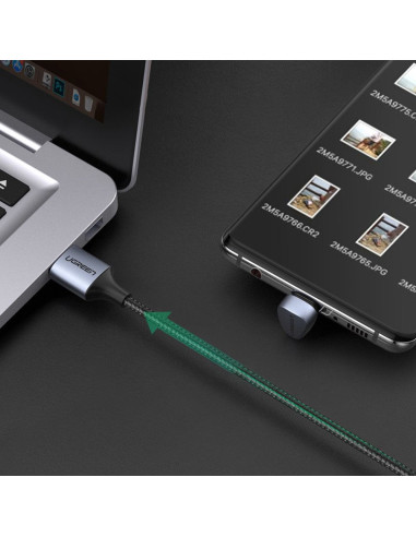 70313,CABLU alimentare si date Ugreen, "US311", Fast Charging Data Cable pt. smartphone, USB la USB Type-C, unghi 180 grade, bra