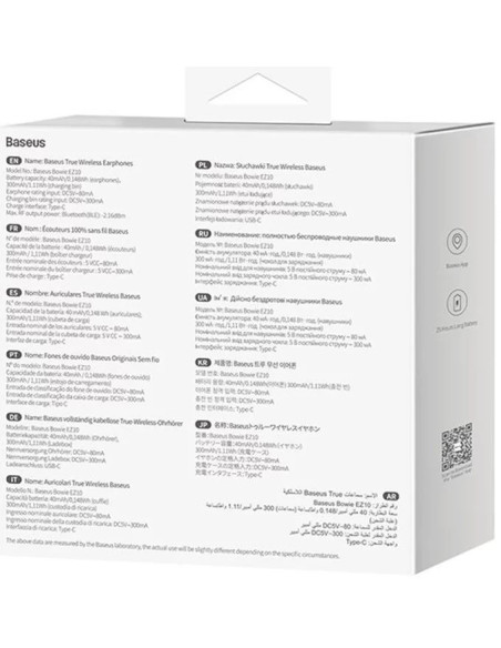 A00054300226-Z1,CASTI Baseus Bowie EZ10, pt smartphone, microfon pe casca, conectare prin Bluetooth 5.3, fast charge, alb "A0005