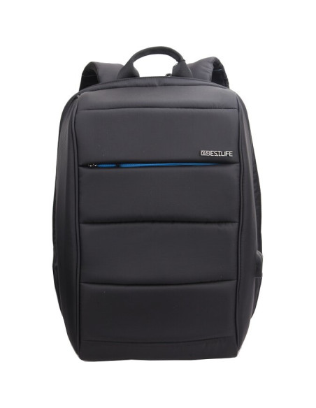 Rucsac BESTLIFE Travel Safe - negru/albastru - laptop 16 inch