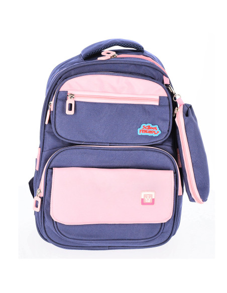 OMRS2106NE,Ghiozdan clasa 0 funtasy bleumarin roz cu penar 4 fermoare pigna