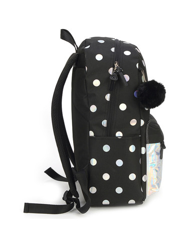 MARS068NE,Ghiozdan gimnaziu holografic negru argintiu 2 fermoare pigna