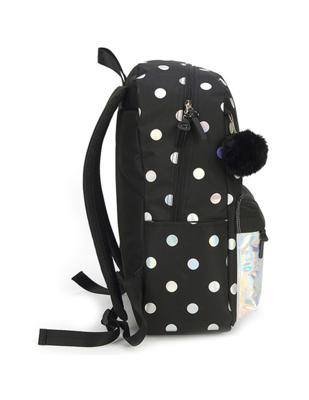 MARS068NE,Ghiozdan gimnaziu holografic negru argintiu 2 fermoare pigna