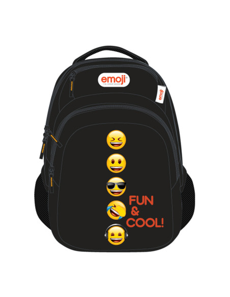 EJRS2277-2,Ghiozdan gimnaziu emoji clasic negru fun and cool pigna