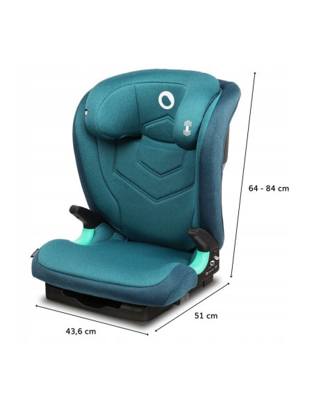BN-LO-NEAL_GREEN_TURQUOISE,Lionelo - Scaun auto Neal Turquoise Spatar reglabil, Baza i-size, 15-36 Kg, cu Isofix, Conform cu sta