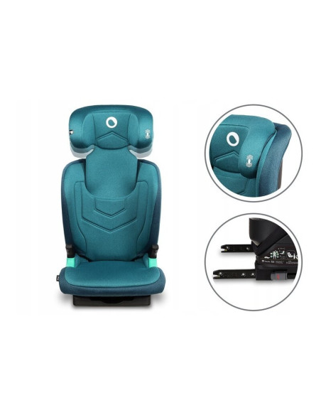 BN-LO-NEAL_GREEN_TURQUOISE,Lionelo - Scaun auto Neal Turquoise Spatar reglabil, Baza i-size, 15-36 Kg, cu Isofix, Conform cu sta