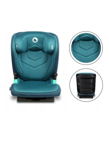BN-LO-NEAL_GREEN_TURQUOISE,Lionelo - Scaun auto Neal Turquoise Spatar reglabil, Baza i-size, 15-36 Kg, cu Isofix, Conform cu sta