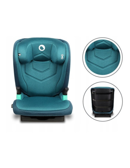 BN-LO-NEAL_GREEN_TURQUOISE,Lionelo - Scaun auto Neal Turquoise Spatar reglabil, Baza i-size, 15-36 Kg, cu Isofix, Conform cu sta