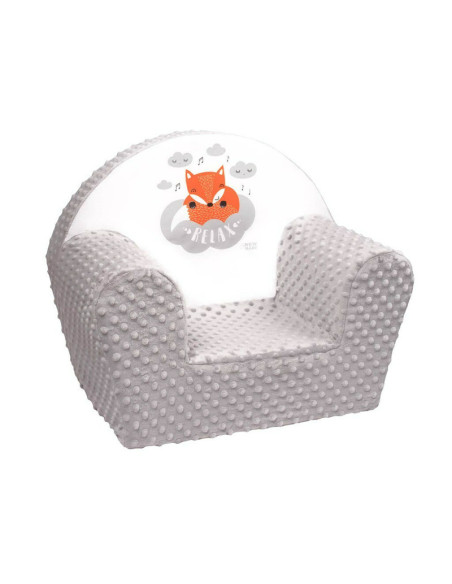 BN-37888,Fotoliu din burete pentru copii, Din tesatura minky, Fox, New Baby, 9 luni - 5 ani, Cu Husa detasabila, Gray