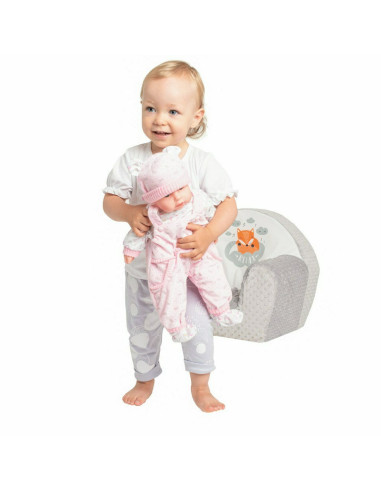 BN-37888,Fotoliu din burete pentru copii, Din tesatura minky, Fox, New Baby, 9 luni - 5 ani, Cu Husa detasabila, Gray