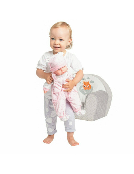BN-37888,Fotoliu din burete pentru copii, Din tesatura minky, Fox, New Baby, 9 luni - 5 ani, Cu Husa detasabila, Gray
