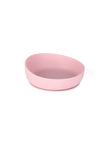 BN-CUP-302,Doidy - Bol inclinat cu ventuza, Din silicon, Fara BPA. Antialunecare, 3 luni+, Roz