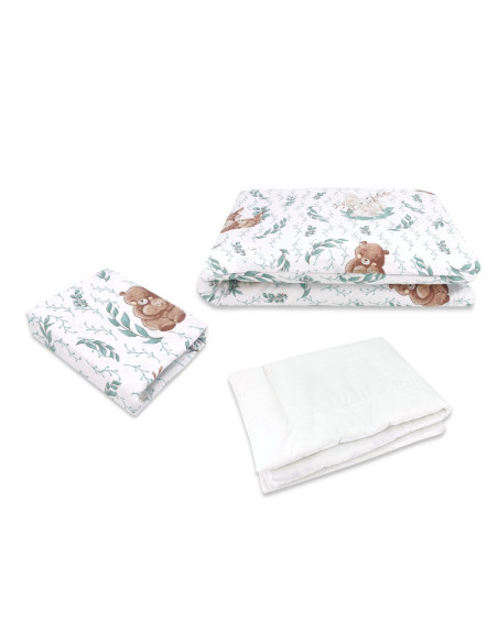 BN-6426972023207,MimiNu - Lenjerie patut 3 piese, Cu cearceaf 120x60 cm, Din bumbac certificat Oeko Tex Standard 100, Cu pilota  BN-6426972023207,MimiNu - Lenjerie patut 3 piese, Cu cearceaf 120x60 cm, Din bumbac certificat Oeko Tex Standard 100, Cu pilota