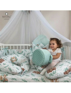 BN-6426972023207,MimiNu - Lenjerie patut 3 piese, Cu cearceaf 120x60 cm, Din bumbac certificat Oeko Tex Standard 100, Cu pilota  2