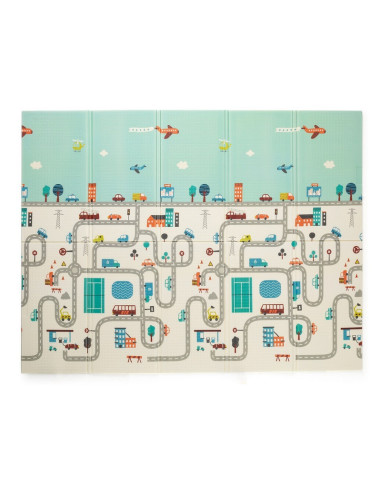 BN-435071,Petite&Mars - Covoras de joaca reversibil, Include geanta pentru transport, Pliabil si impermeabil, Non-toxic, 197 x 1