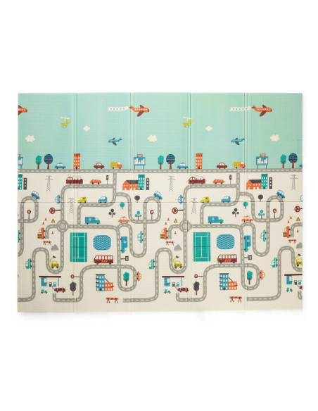 BN-435071,Petite&Mars - Covoras de joaca reversibil, Include geanta pentru transport, Pliabil si impermeabil, Non-toxic, 197 x 1