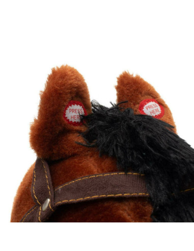 BN-46440,Calut balansoar din plus, Arthur, Cu efecte de miscare a gurii, Cu melodie de cowboy si efect de galop, Baby Mix, Maro 