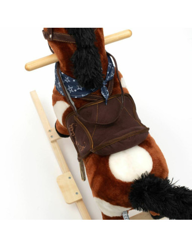 BN-46440,Calut balansoar din plus, Arthur, Cu efecte de miscare a gurii, Cu melodie de cowboy si efect de galop, Baby Mix, Maro 