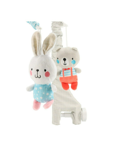 BN-49413,Carusel muzical pentru patut, Cu 5 jucarii din plus, Bears and rabbits, Baby Mix