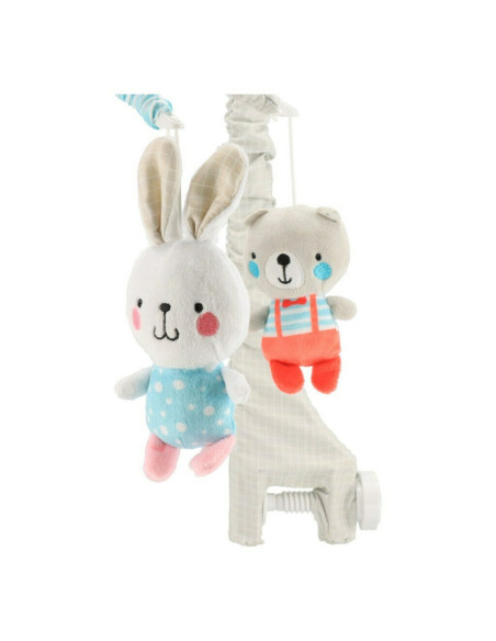 BN-49413,Carusel muzical pentru patut, Cu 5 jucarii din plus, Bears and rabbits, Baby Mix