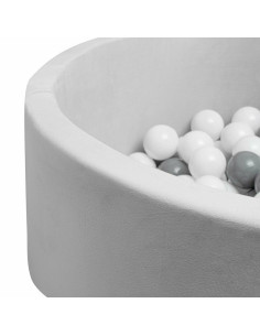 BN-52588,Piscina uscata cu 150 de bile (Alb, gri), Din tesatura fina cu certificare Oeko-Tex Standard 100, Dimensiune 83 x 83 x  2
