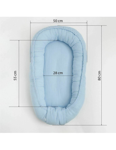 BN-52099,Cosulet bebelus pentru dormit, Baby Nest 80 x 50 cm, Din muselina, Din materiale certificate Oeko Tex Standard 100, New