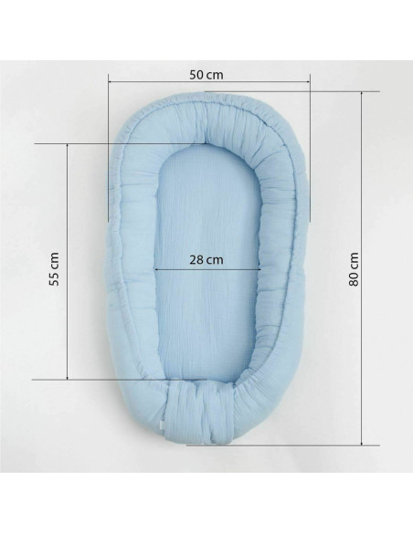 BN-52114,Cosulet bebelus pentru dormit, Baby Nest 80 x 50 cm, Din muselina, Din materiale certificate Oeko Tex Standard 100, New