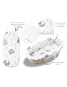 BN-6426972023177,MimiNu - Set pentru landou/cosulet, Cu protectie, saltea si pernuta, Din bumbac certificat Oeko Tex Standard 10