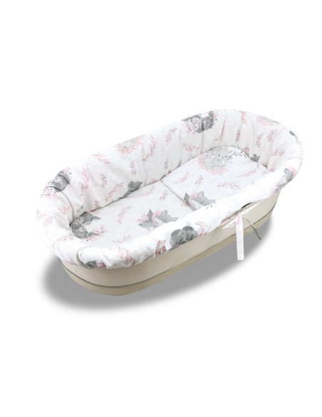 BN-6426972023177,MimiNu - Set pentru landou/cosulet, Cu protectie, saltea si pernuta, Din bumbac certificat Oeko Tex Standard 10