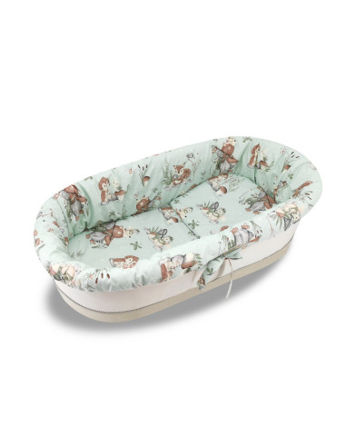 BN-6426972023191,MimiNu - Set pentru landou/cosulet, Cu protectie, saltea si pernuta, Din bumbac certificat Oeko Tex Standard 10