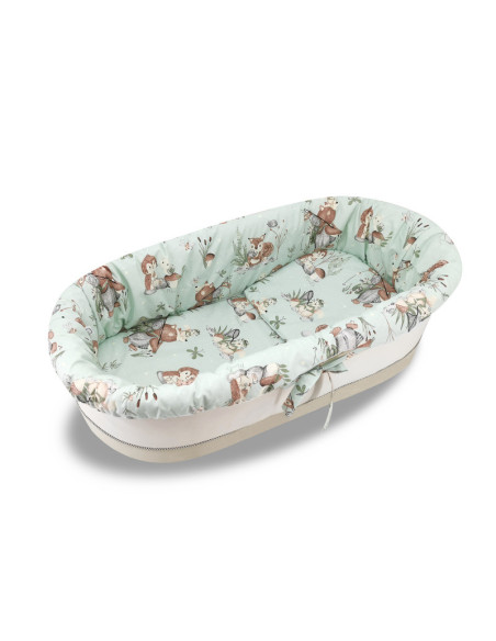 BN-6426972023191,MimiNu - Set pentru landou/cosulet, Cu protectie, saltea si pernuta, Din bumbac certificat Oeko Tex Standard 10