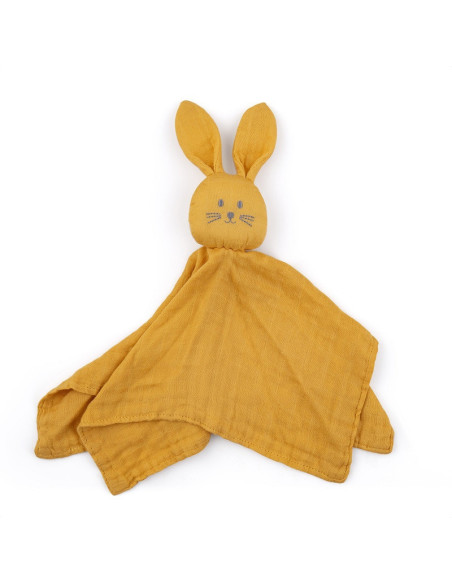 BN-416819,Petite&Mars - Jucarie interactiva, Iepurasul Hugo, Din muselina de bambus, Cu sunet, Conform standardului de securitat